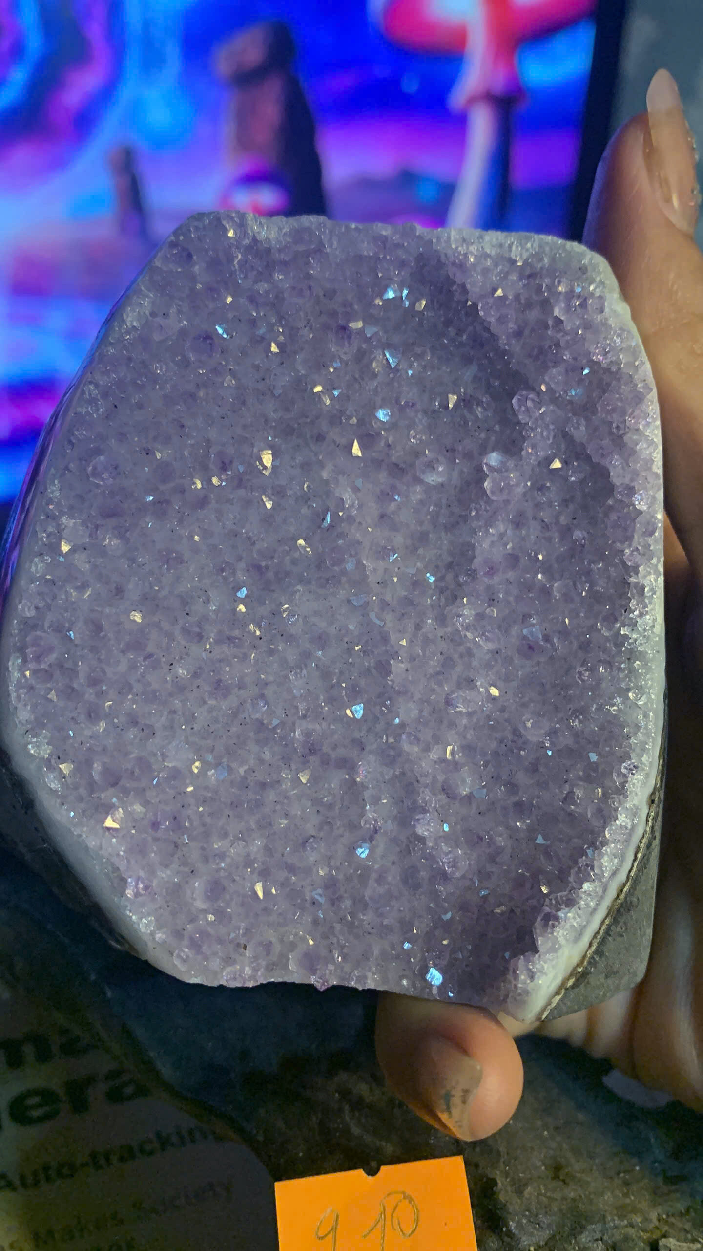 Hoa đá thạch anh tím tán sắc Uruguay Rainbow Aura Amethyst tự nhiên Vip AAA năng lượng luân xa 910