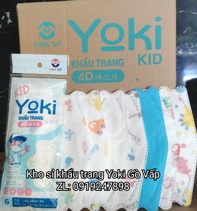 Combo 10 gói x6 cái Khẩu trang Yoki(Yuki) trẻ em hoa văn cao cấp