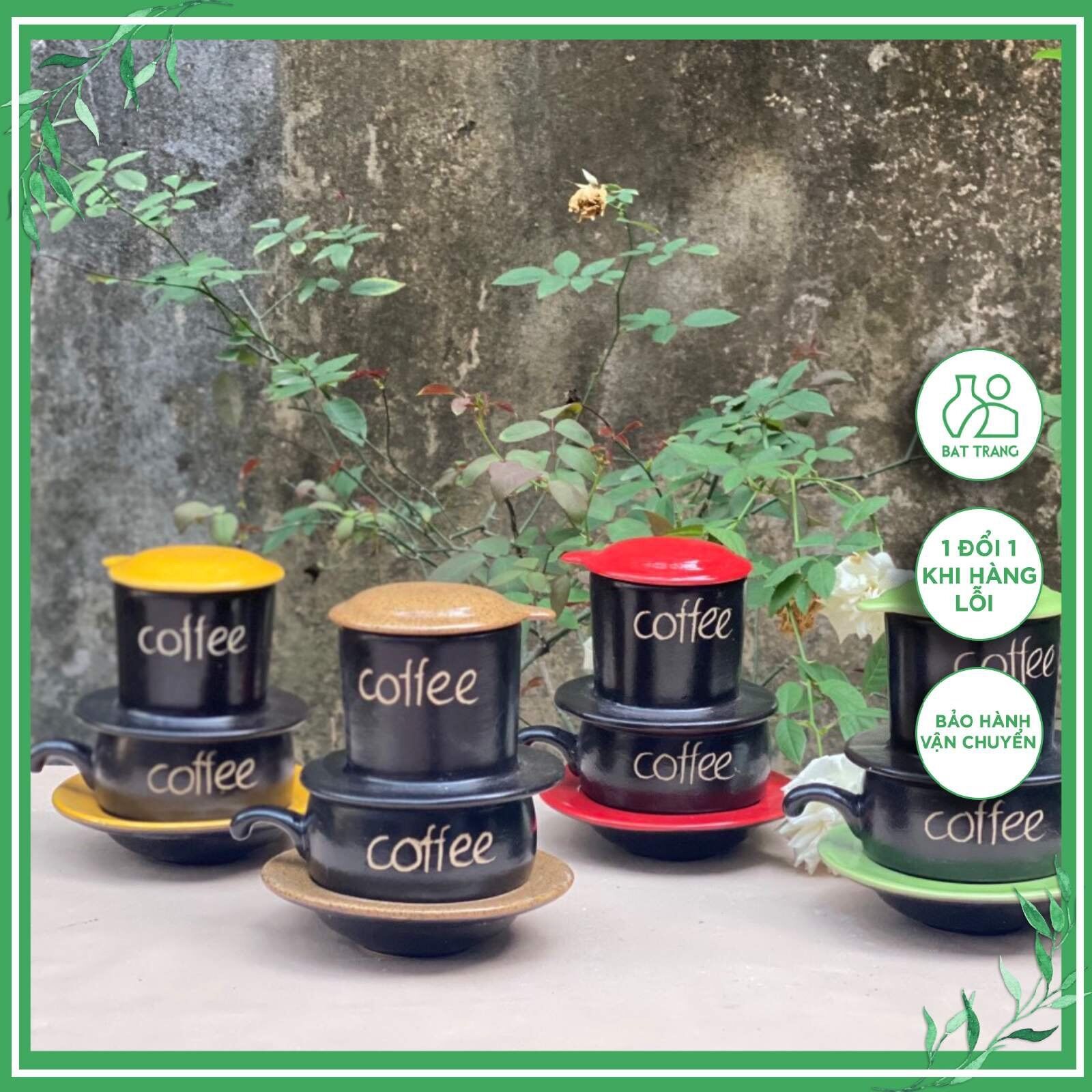 Bộ phin pha cà phê Phin sứ pha cafe cao cấp Bát Tràng 5 chi tiết