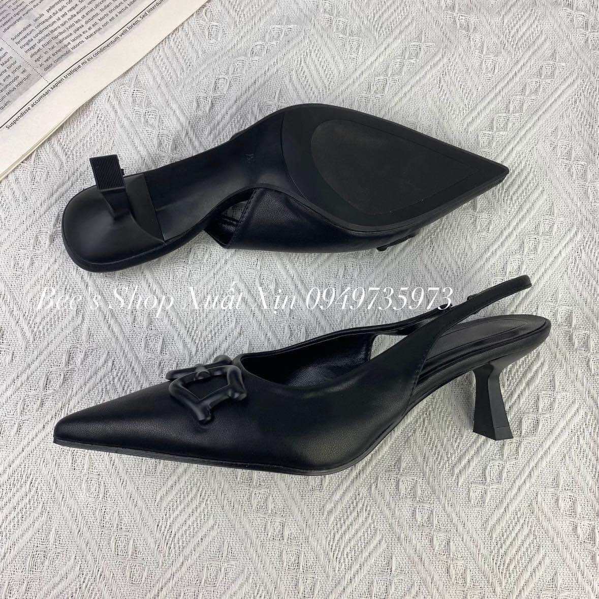 [Bee's shop] Giày Zara Gót nhọn mũi nhọn logo Full box tag