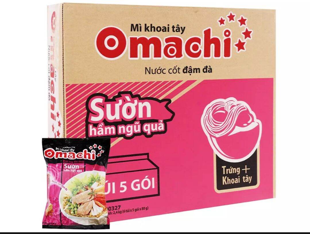 Thùng 30 gói mì omachi sườn hầm ngũ quả 75gr