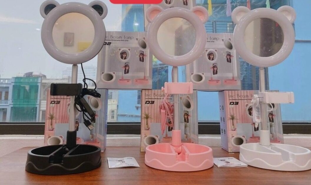 Đèn live streaml Led có gương 3 màu