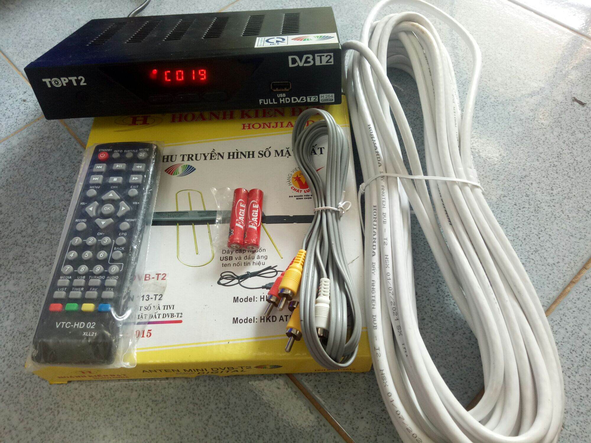 Bộ Đầu thu mặt đất TOPT2 DV3 T2 đầu củ sài bình thường kèm antendây antenpindây AV romot..v.. v.. nh