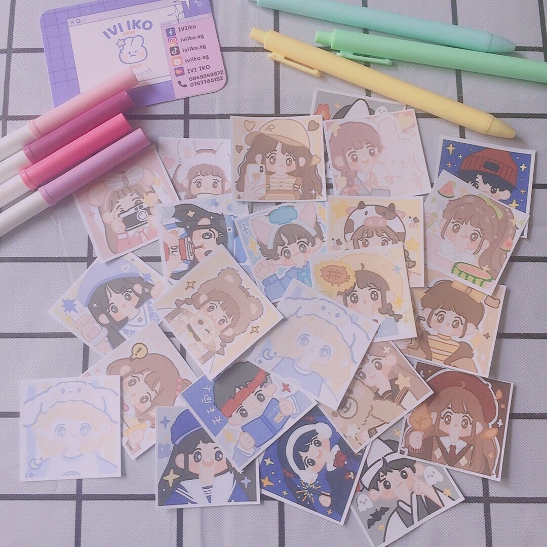 Set 24 sticker Avatar Cute (5x5cm) | IVI IKO