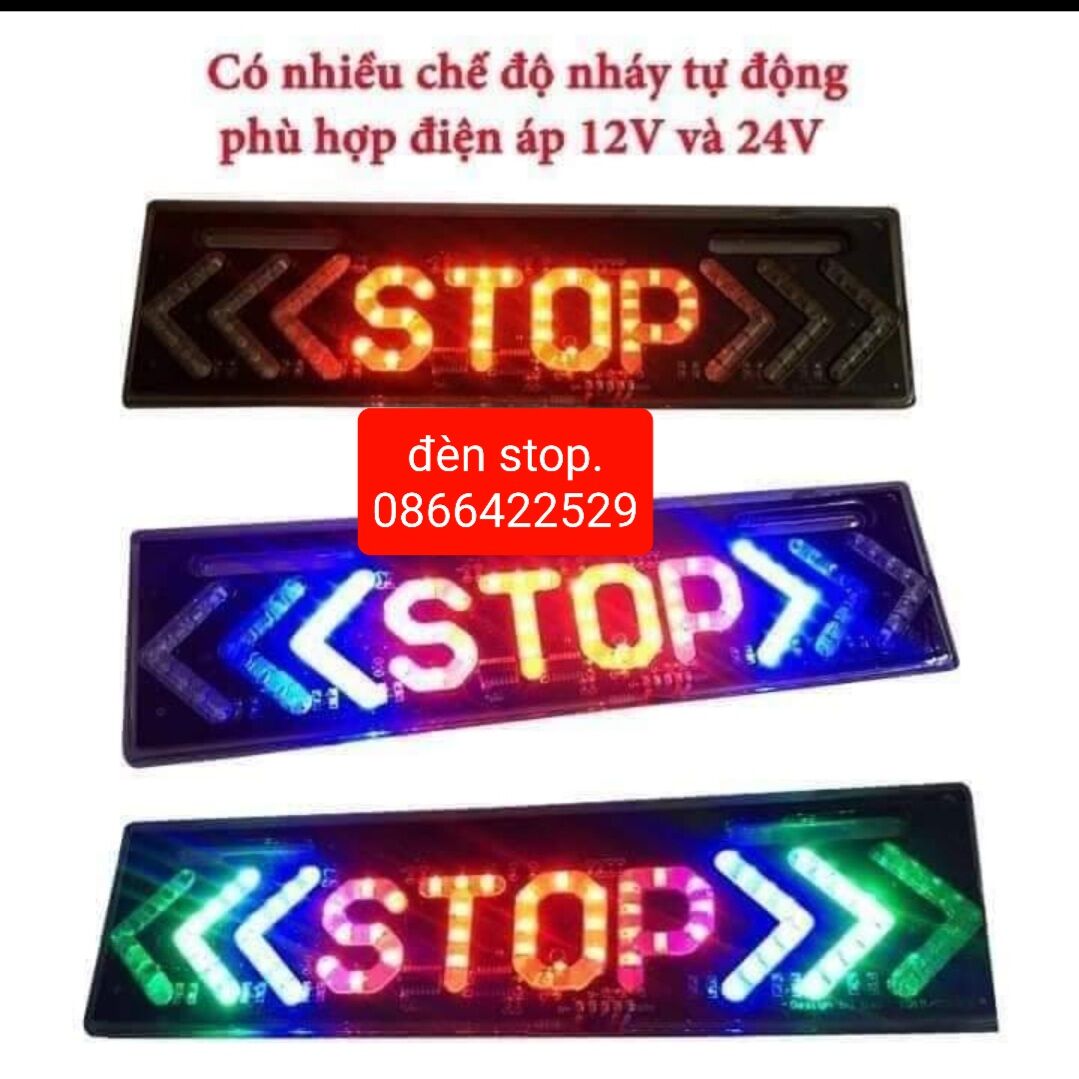 Đèn stop gắn sau xe 12v 24v chung hiệu ứng cảnh báo cực đẹp gắn ô tô, xe ba gác