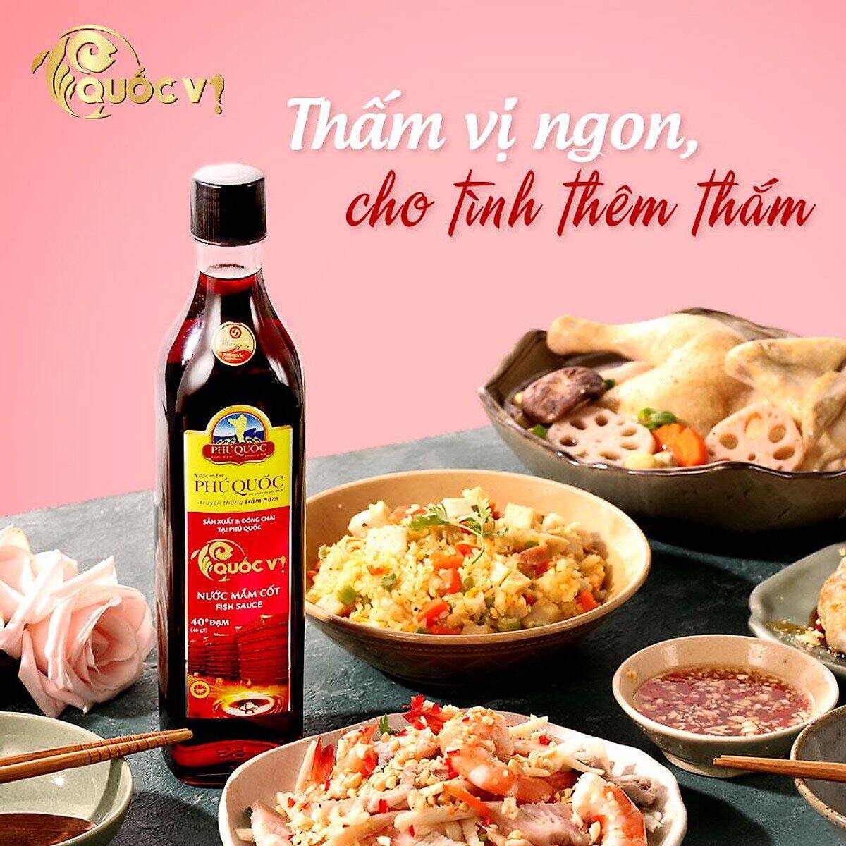 2 CHAI NƯỚC MẮM PHÚ QUỐC QUỐC VỊ 520 ml- 40 độ đạm.