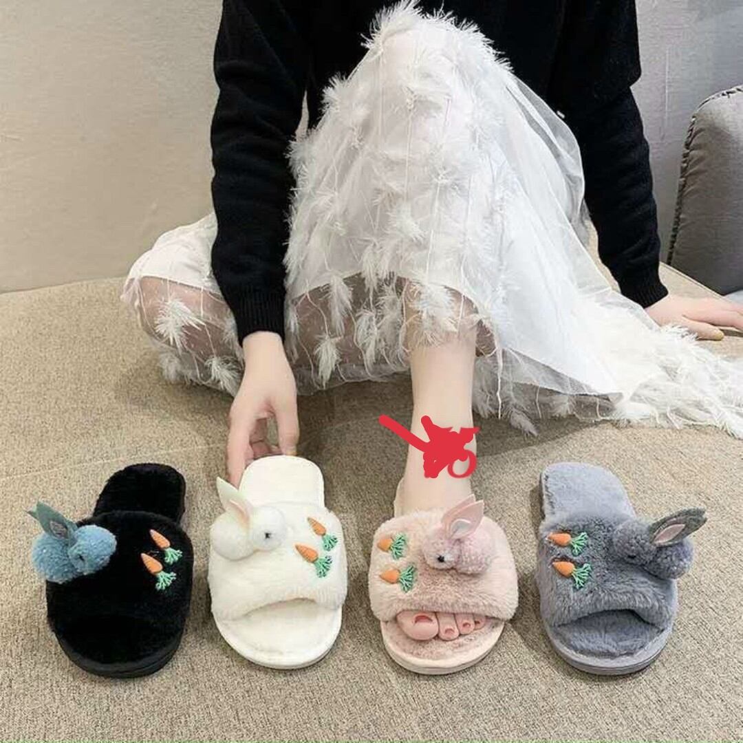 Dép lông hình thỏ cà rốt cute