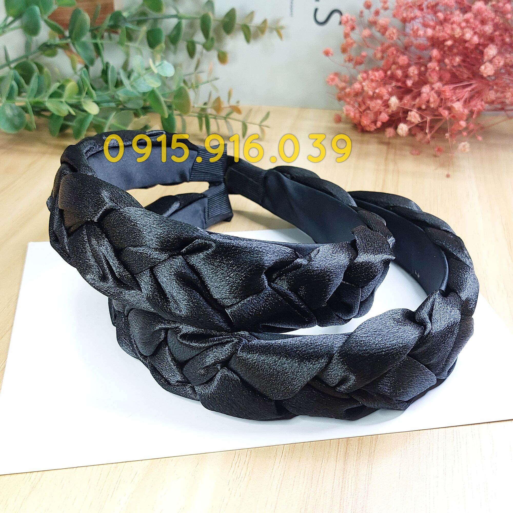 Bờm tóc thắt rết đen, cài tóc thắt bím