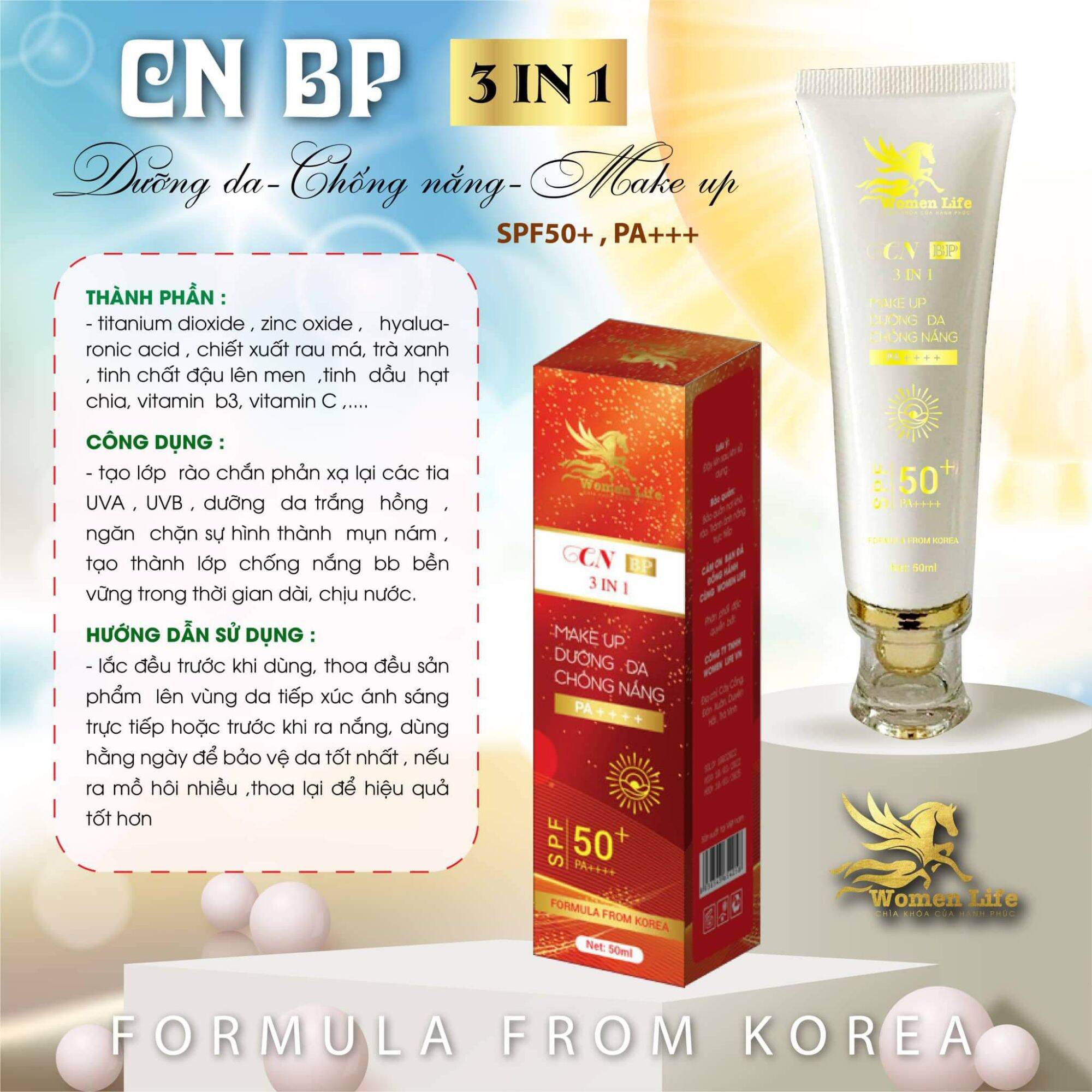 Kem chống nắng bp 3in1 dưỡng da - makeup - chống nắng