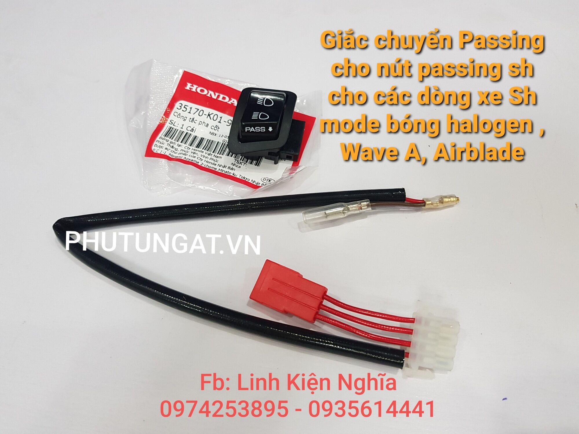 Giắc chuyển công tắc pha cos qua công tắc passing sh cho các dòng xe honda xài bóng halogen
