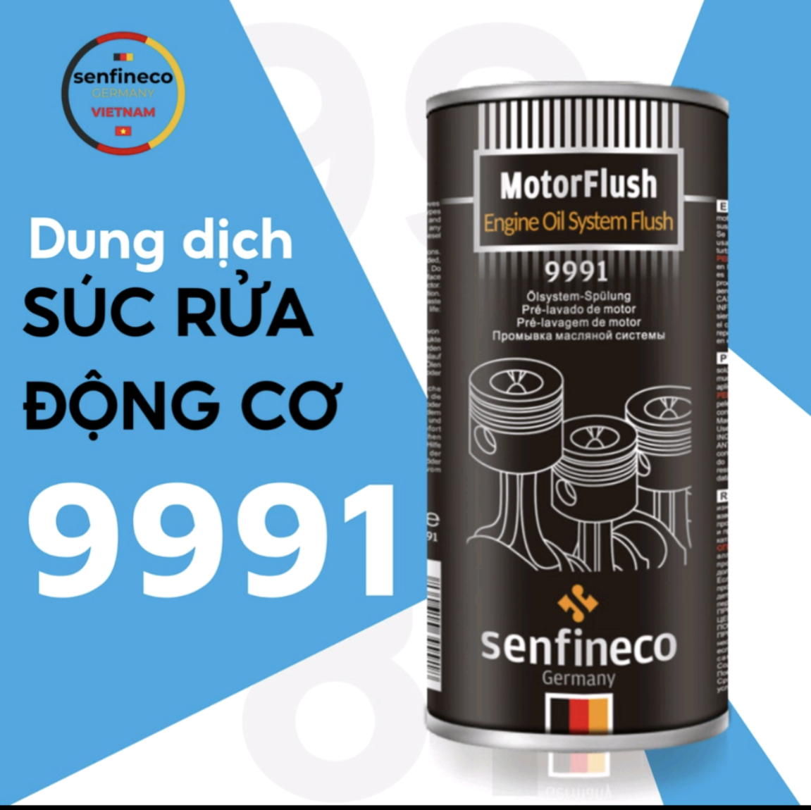 Súc rửa động cơ tẩy cặn bẩn làm sạch khoang nhớt ô tô SENFINECO 9991 Motor Flush Engine Flush dung tích 443ml