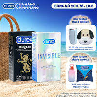 Combo 1 hộp Bao cao su Durex Kingtex 49mm 12 bao & 1 hộp Bao cao su Durex Invisible Extra Thin 52mm 10 bao