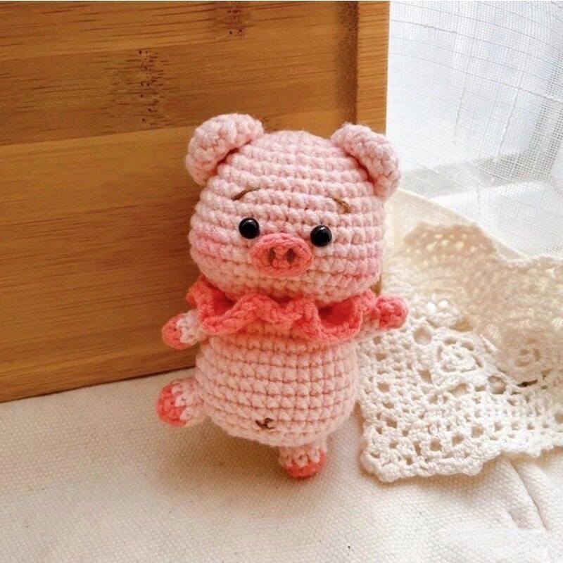 Móc khoá len tự đan hình Con heo đáng yêu, cute dùng treo ba lô , treo cặp sách, túi