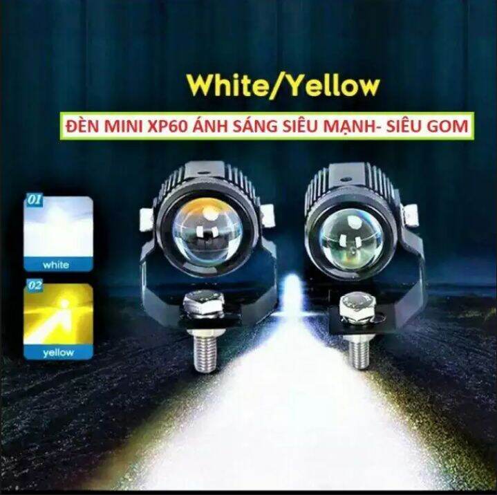 ĐÈN TRỢ SÁNG BI CẦU XP60 HÀNG LOẠI 1 ÔTÔ VA XE MÁY PHA VÀNG CỐT TRẮNG CỰC SÁNG HÀNG BAO CHẤT