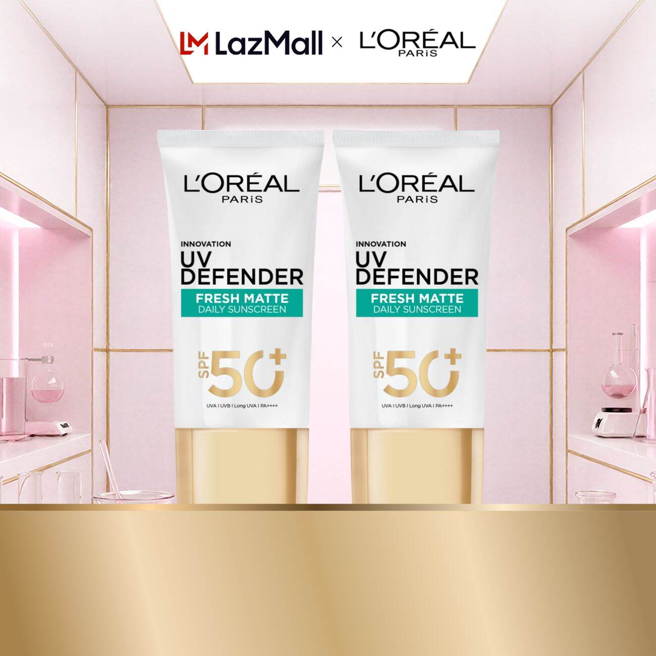 Bộ 2 kem chống nắng Mịn Nhẹ Bảo vệ da L’Oreal Paris UV Defender SPF 50+ PA++++ Kiềm dầu thoáng mịn 50mlx2