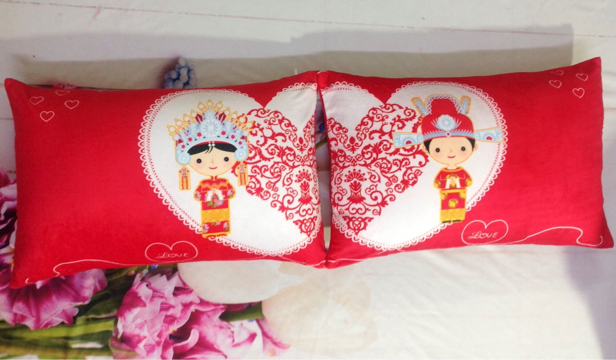 Cặp vỏ gối đôi tân hôn 40cm-60cm