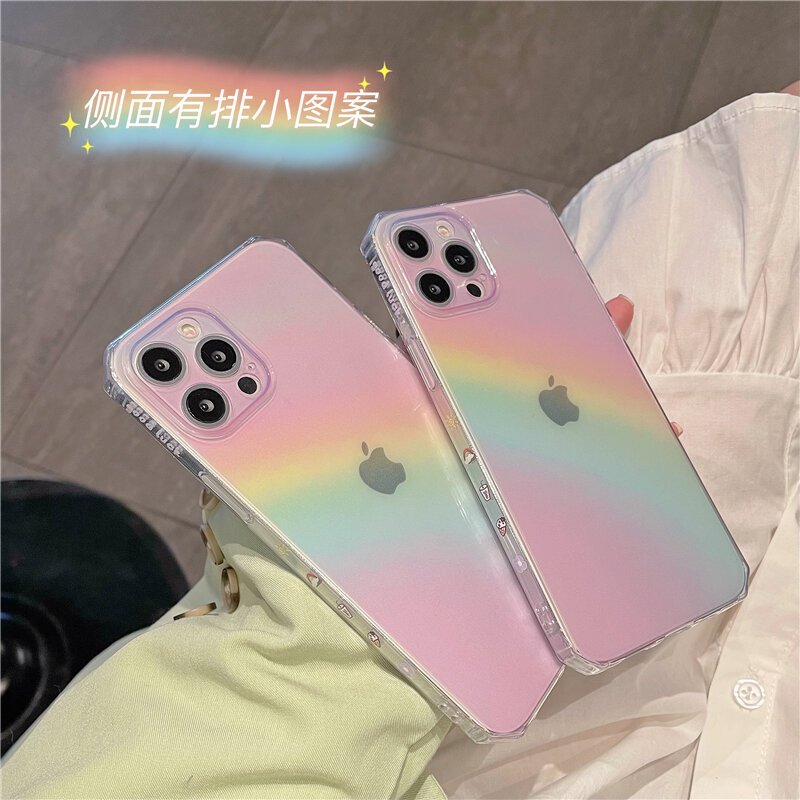 Ốp Điện Thoại Di Động Iphone 12 Gradient Cầu Vồng Instagram Ốp Mềm Bọc Toàn Bộ Đơn Giản Nổi Tiếng Trên Mạng Phong Cách Trong Suốt Xmax Mẫu Mới 8Plus Nữ 7P Chống Rơi X/Xs/XR Silicon X/Max