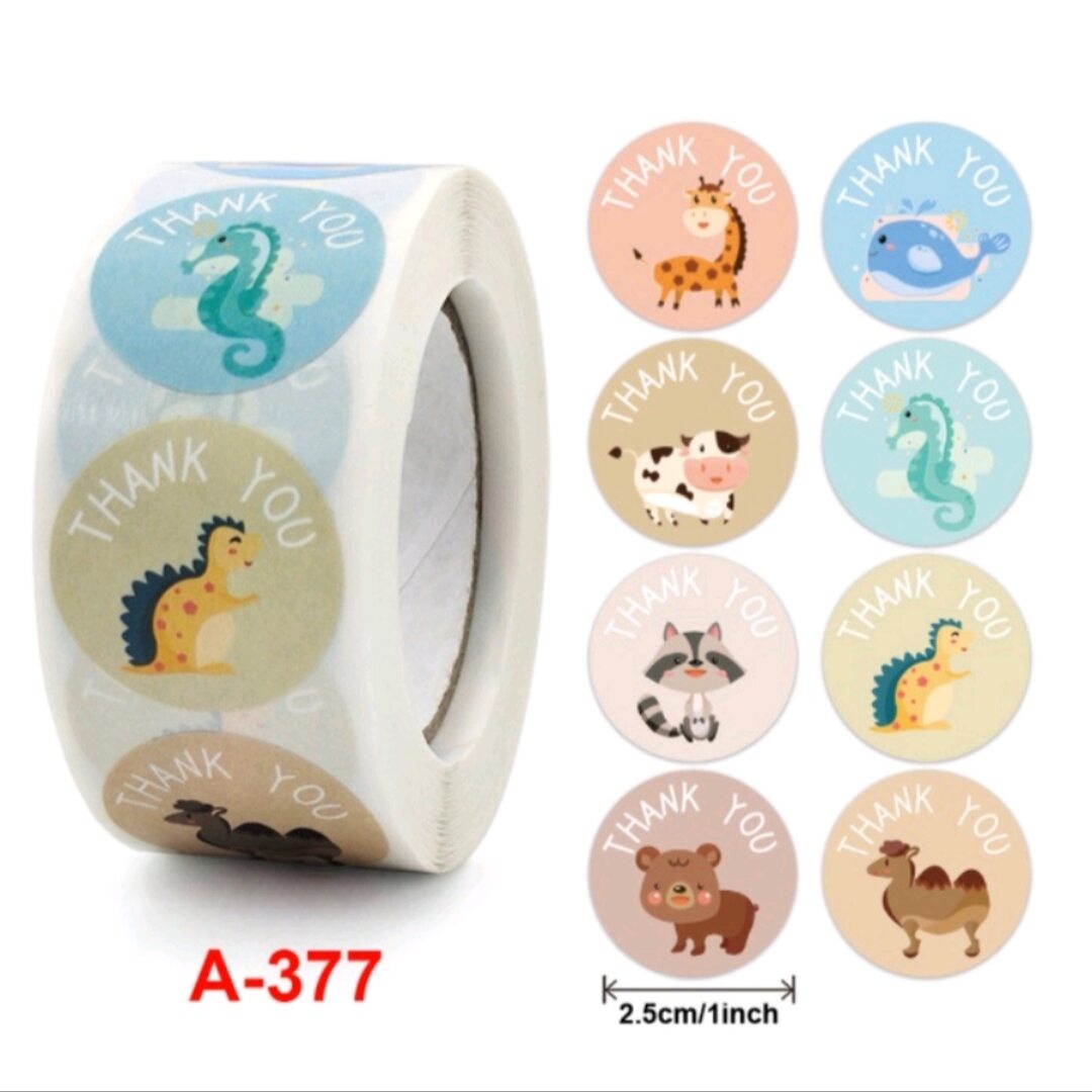 (Nhiều mẫu) Cuộn 500 tem / nhãn dán/ sticker cảm ơn dễ thương, xinh xắn