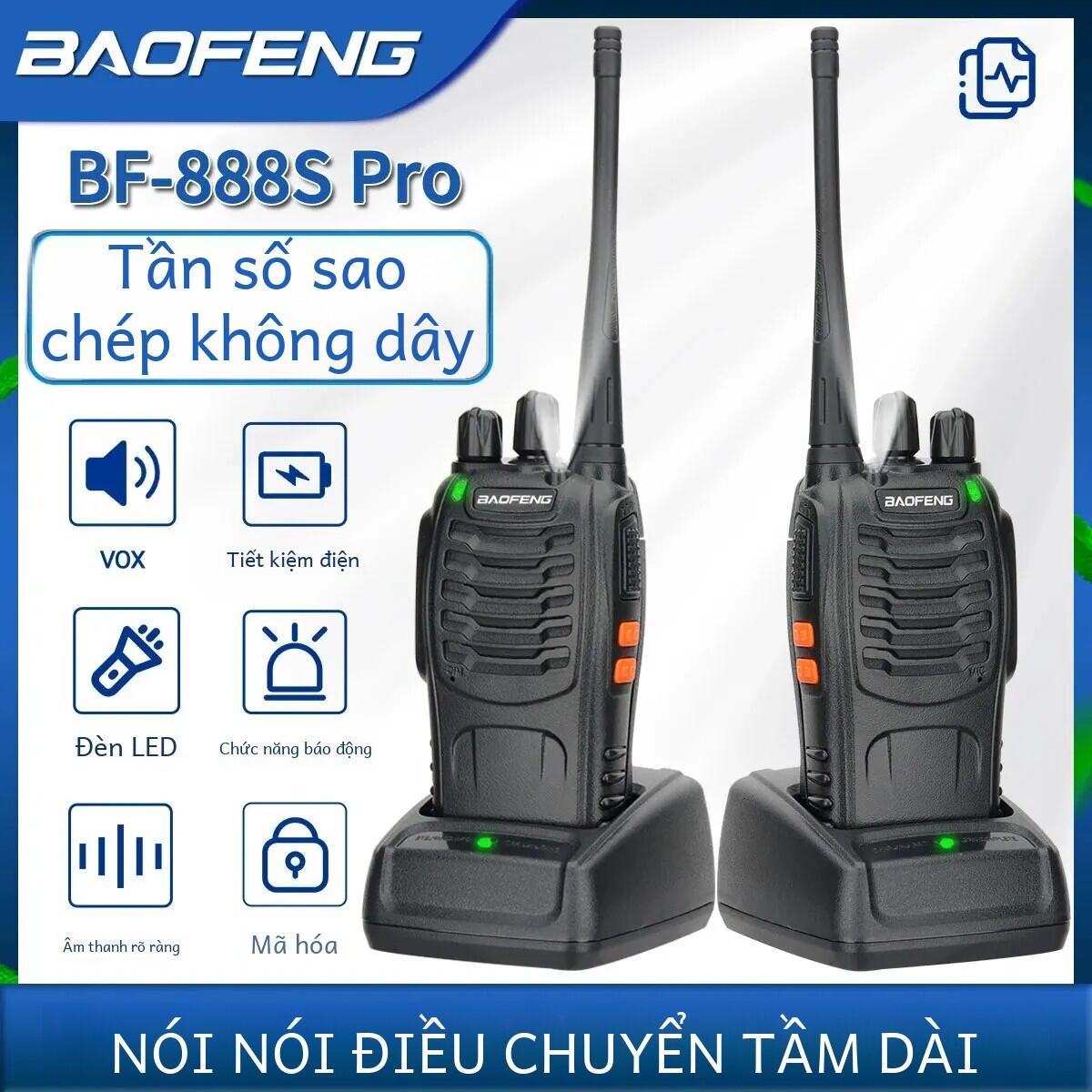 Baofeng Bf-888s Pro Uhf Walkie Talkie Tần số sao chép không dây 400-470mhz Đài phát thanh hai chiều di động cho cắm trại & khách sạn