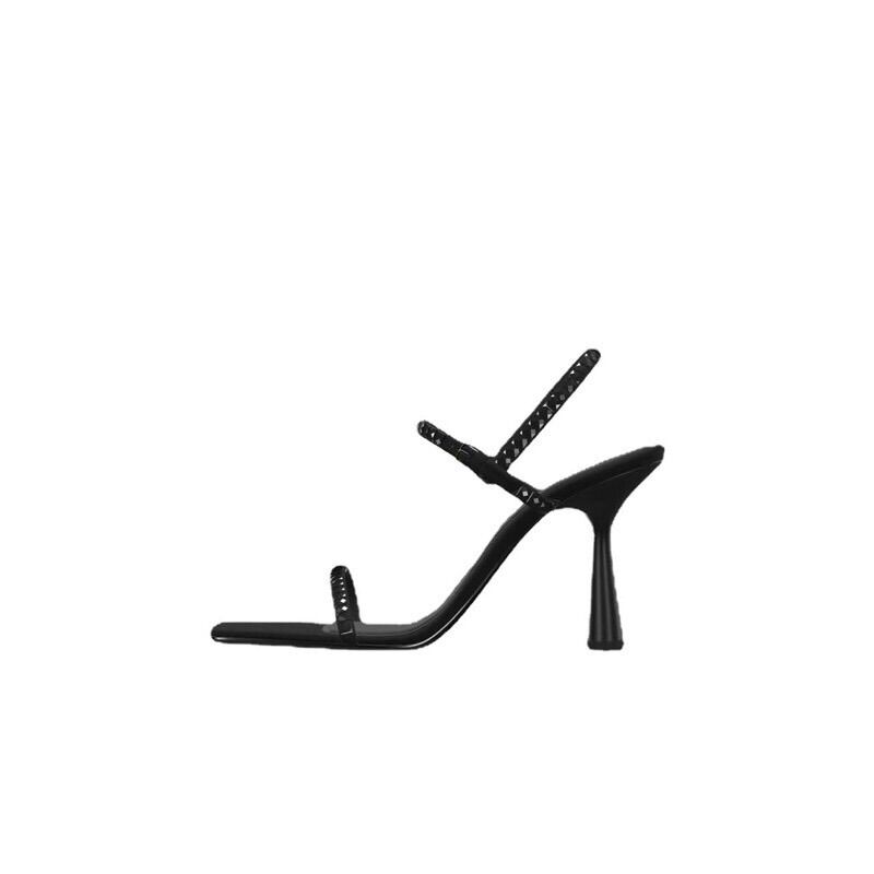 Sandal quai mảnh đá đen Zr[full box] 9cm