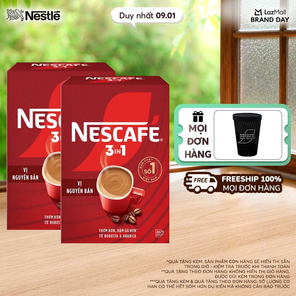 [FREESHIP TOÀN QUỐC] Combo 2 hộp cà phê hòa tan Nescafé 3in1 công thức cải tiến - vị nguyên bản (Hộp