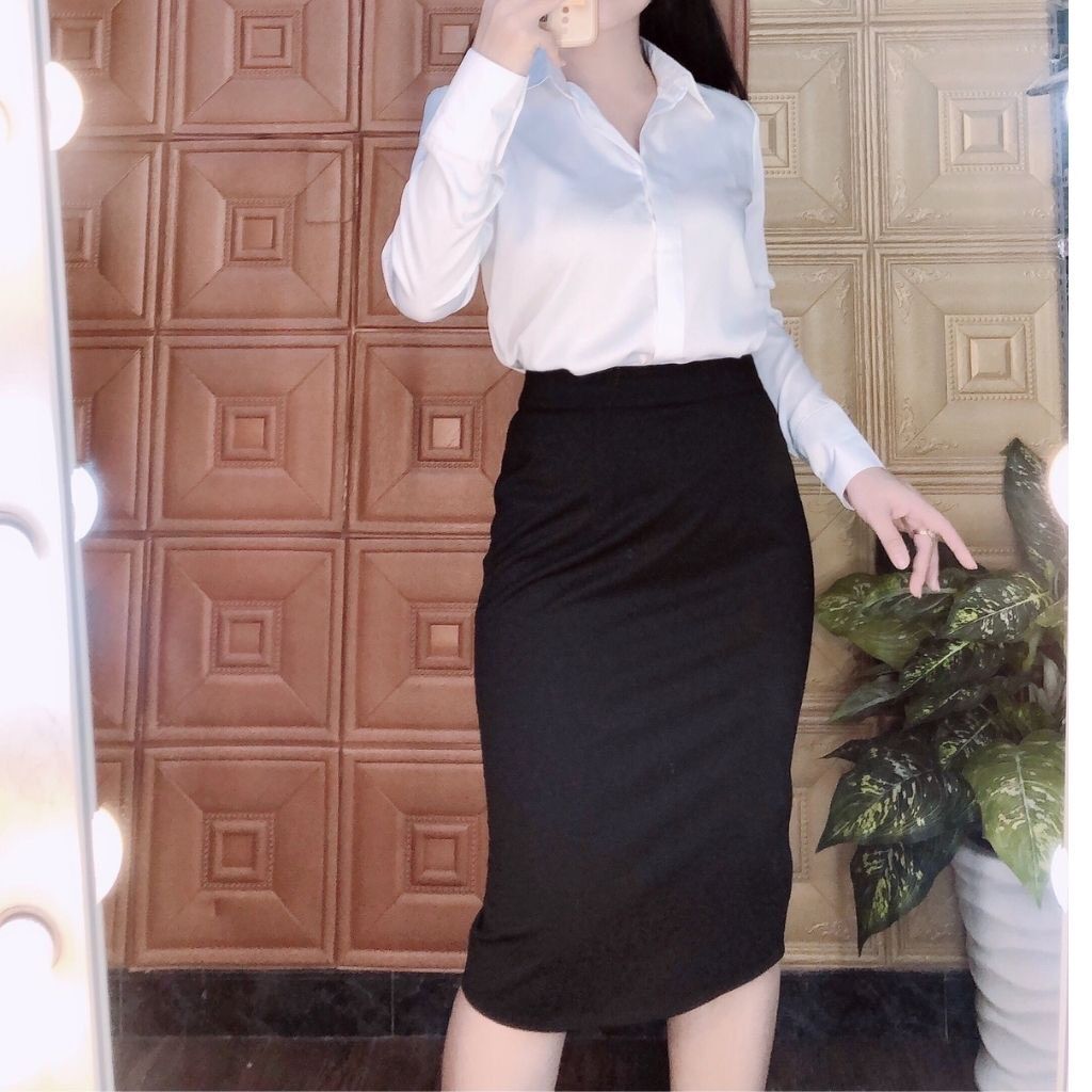Chân váy ôm dài bút chì lụa là xinh đẹp