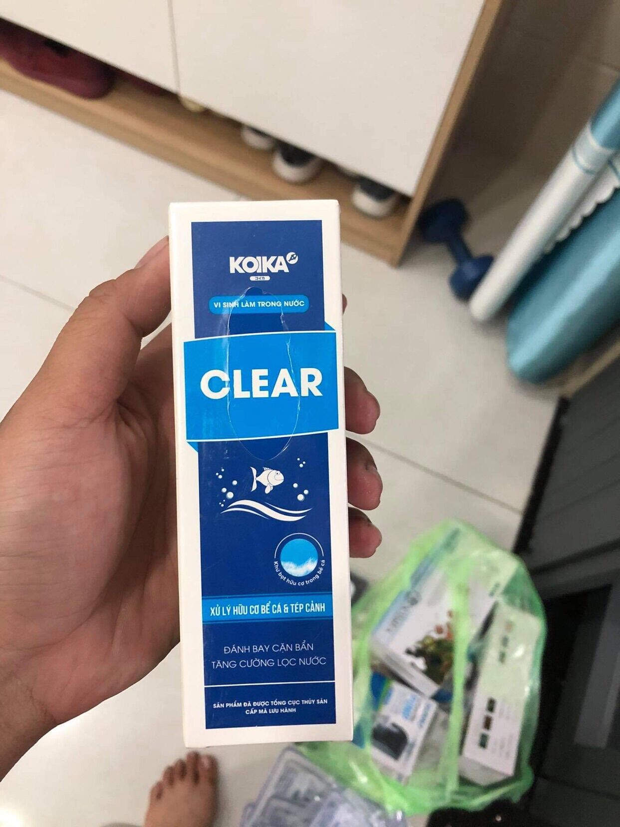 Vi sinh làm trong nước Koi Ka Clear kết hợp khả năng tan phân trong nước mạnh giúp cá khoẻ sống lâu