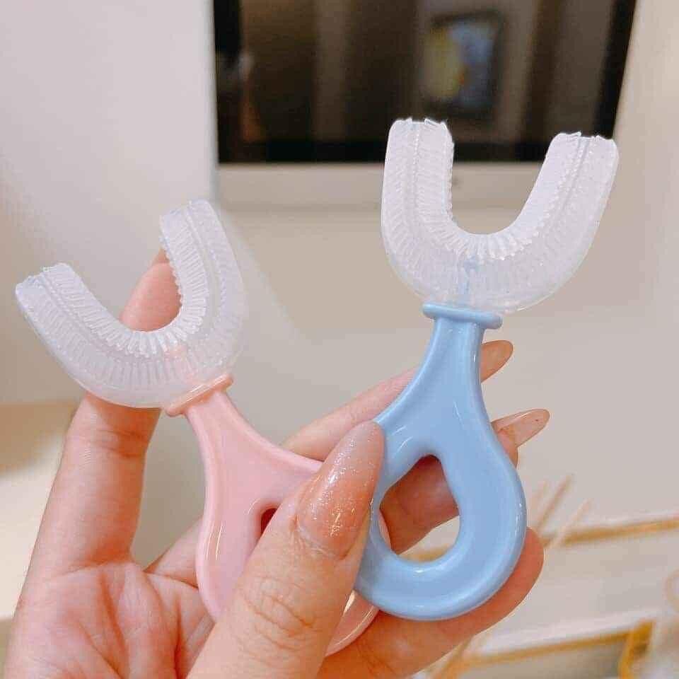 Bản chải tập đánh răng cho bé hình chữ U chất liệu silicon mềm mại không hại nướu