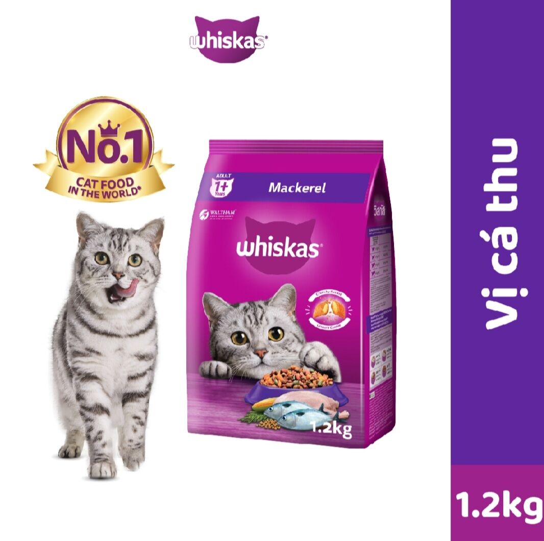 Thức ăn dạng hạt Whiskas cho mèo vị Cá thu 1.2kg