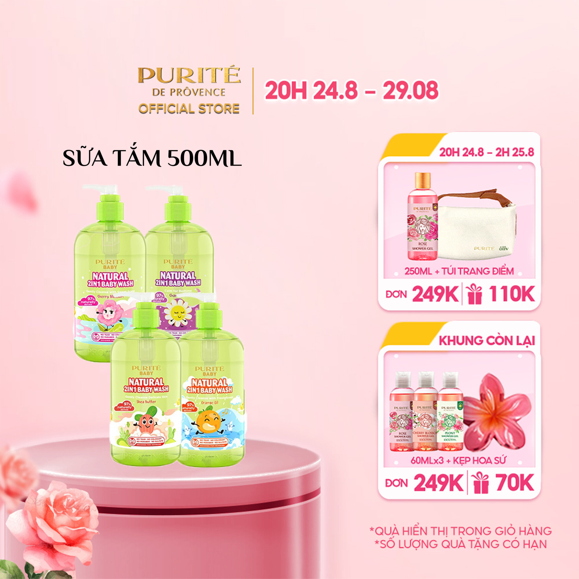 Sữa tắm gội purité baby natural 2in1 500ml