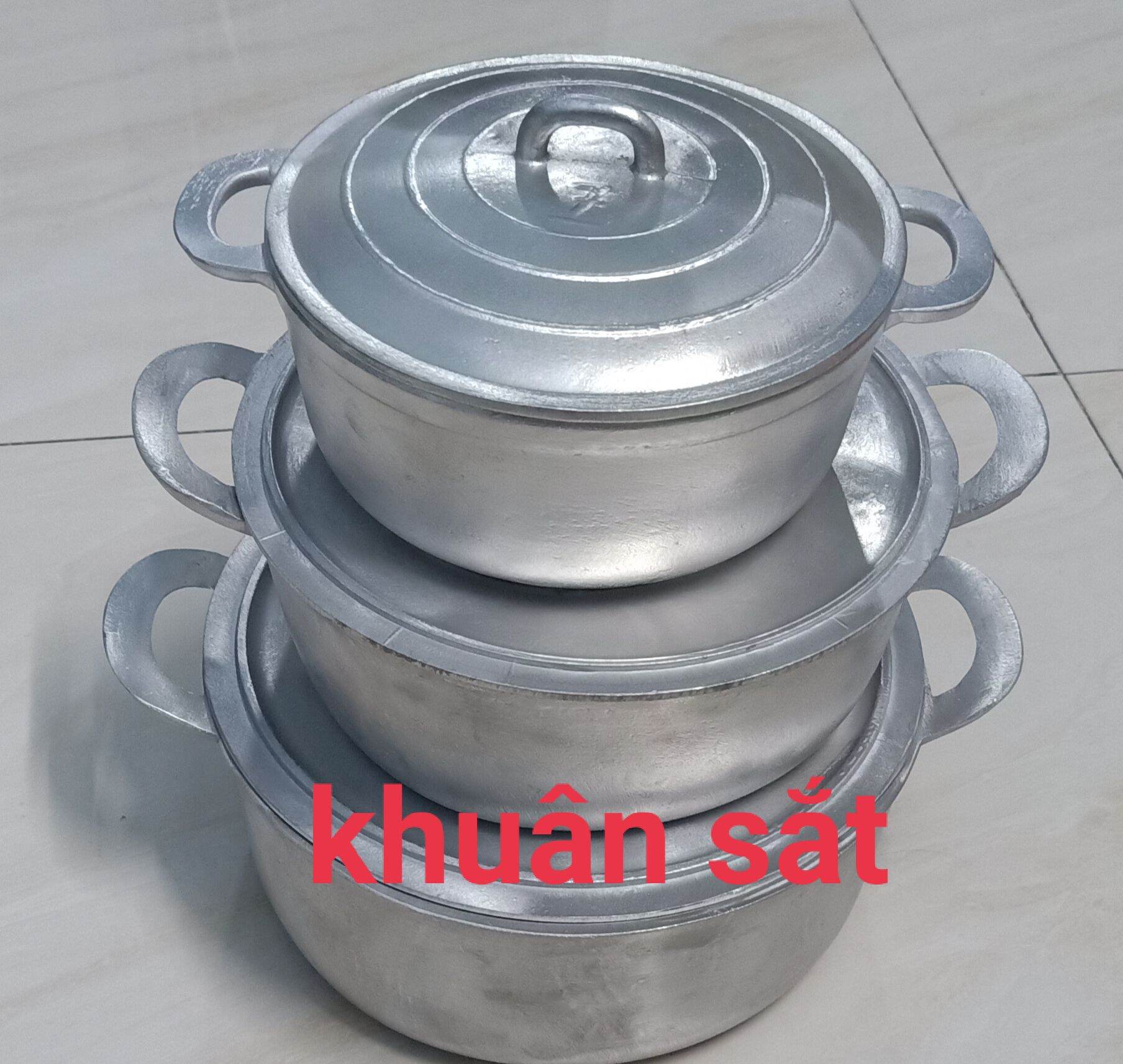 BỘ 3 NỒI GANG ĐÚC BẰNG KHUÂN SẮT ĐƯỜNG KÍNH:17CM+21CM+23CM ( số 7+số 10+14)