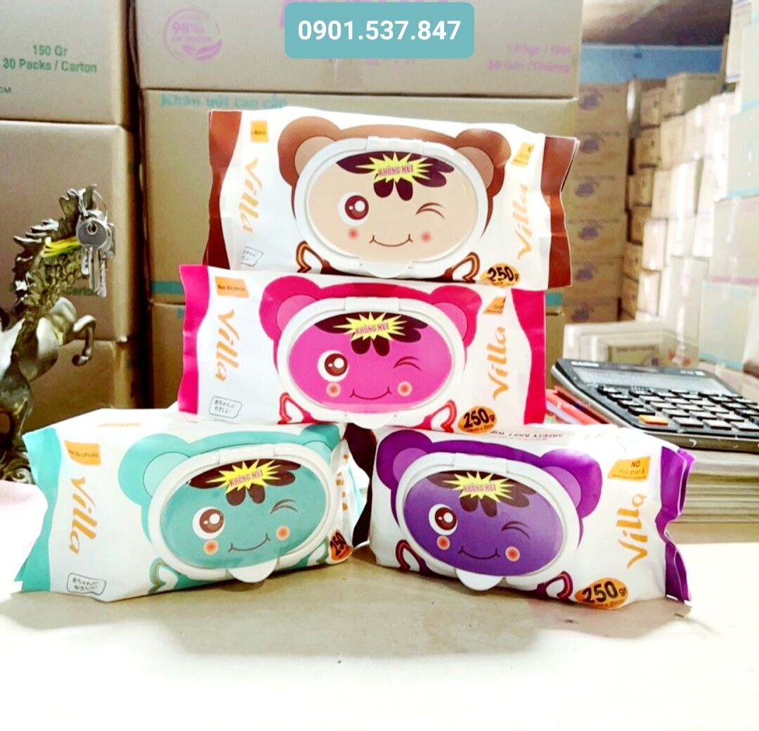 Khăn Ướt Gấu Không Mùi Khổ Giấy Lớn.