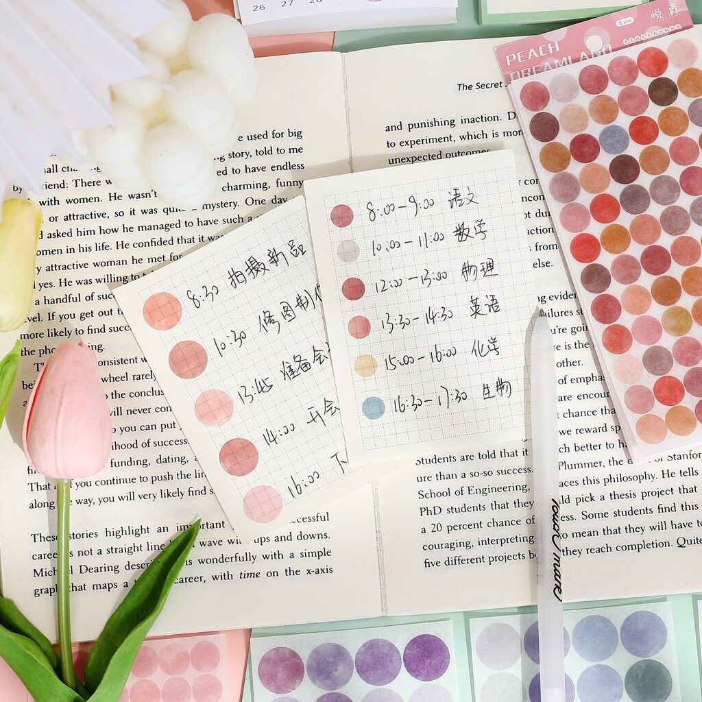 Set Sticker nhãn dán tròn decor trang trí bullet journal