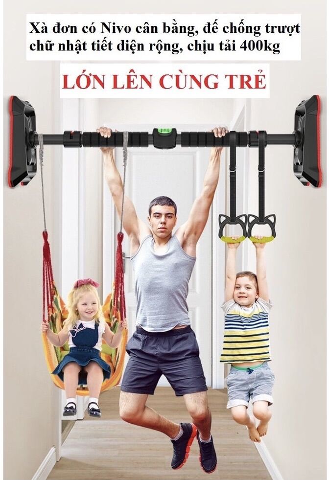 Xà đơn treo tường gắn cửa đa năng cao cấp tại nhà Hopkids, ghế võng xích đu sân vườn trong nhà cho b