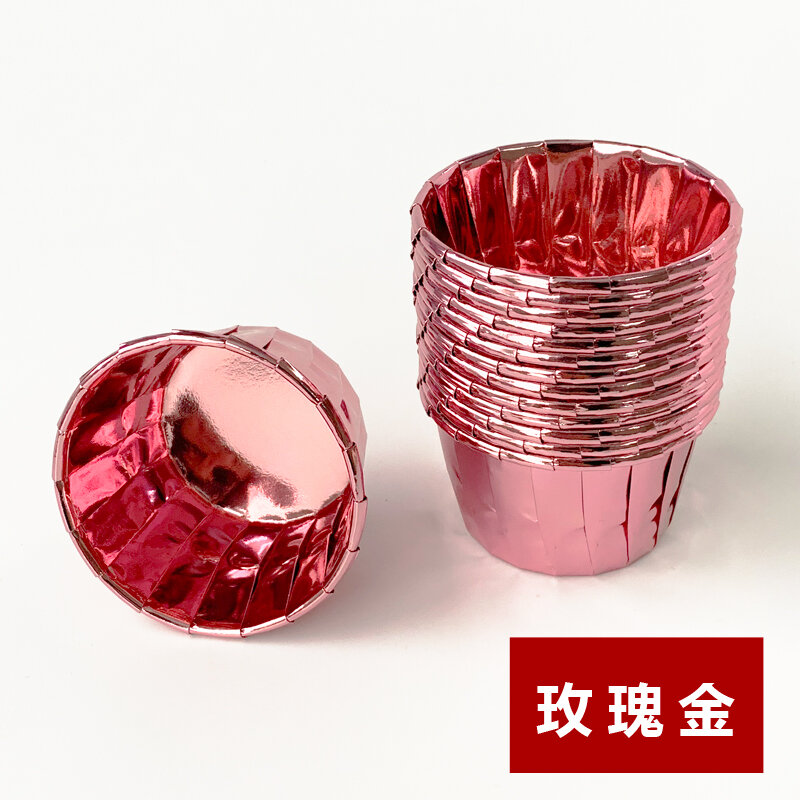 Cốc giấy màu vàng cốc giấy bánh gato cốc giấy bánh gato viền cuộn có màng đám cưới đài màu bạc chịu nướng nhiệt độ cao 50 chiếc/phần