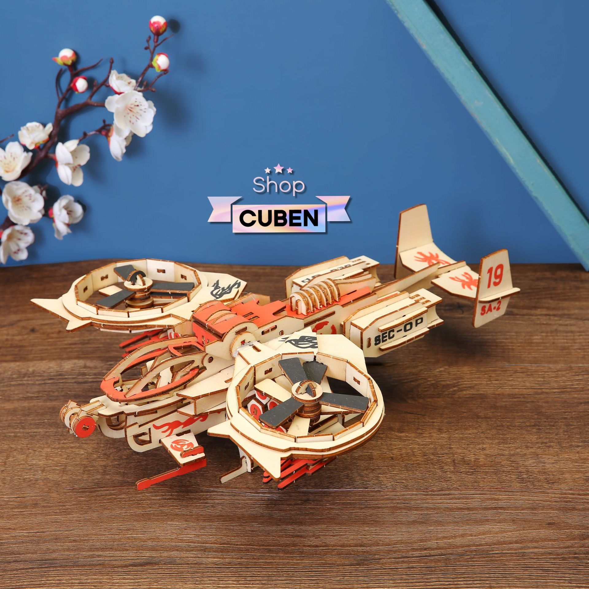 Đồ chơi lắp ráp 3D gỗ - Mô hình máy bay bọ cạp RDA Gunship