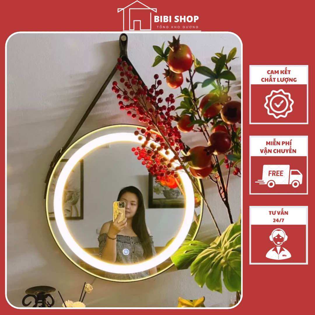 Gương trang điểm - Gương treo tường đèn led 3màu cảm ứng