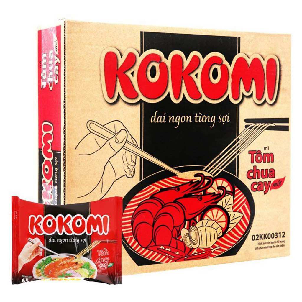 Thùng 30 gói mì Kokomi tôm chua cay 65g