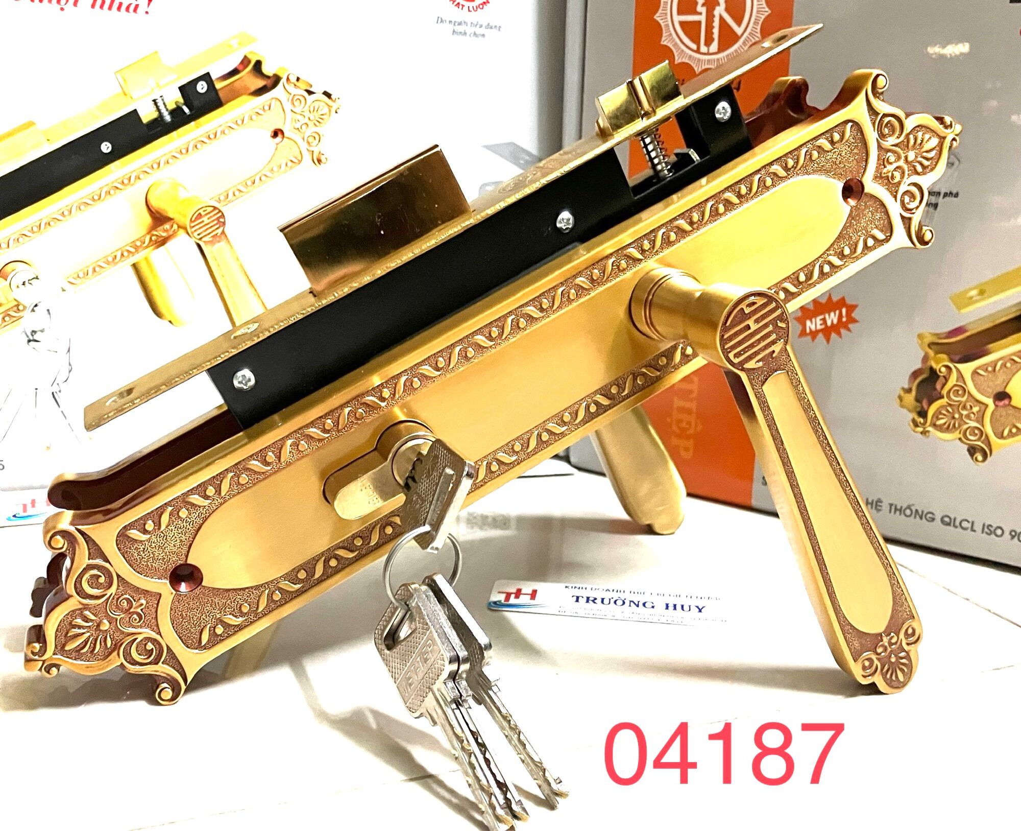 Khoá Đồng tay gạt cửa đi cao cấp Việt Tiệp dùng cửa gỗ 04187 - Bảo hành 3 năm
