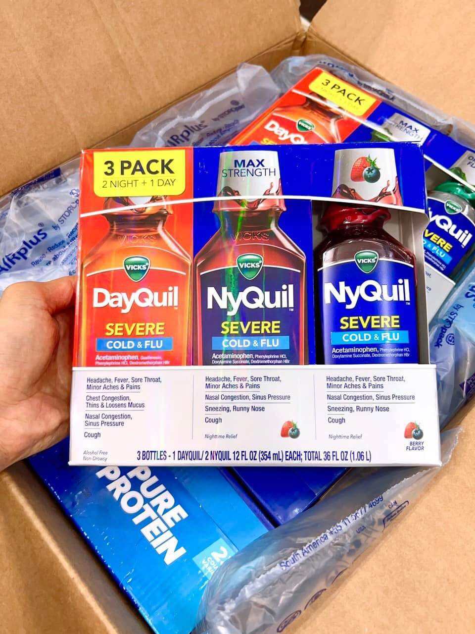 Set 3 chai siro Vicks DayQuil & NyQuil Cold & Flu Severe 1.06L Mỹ