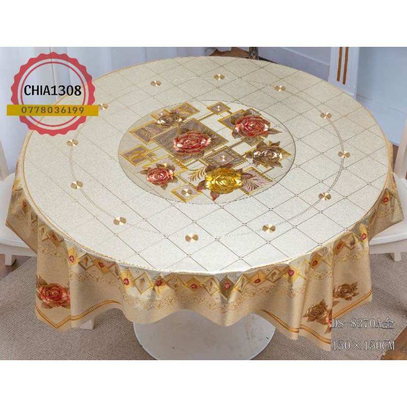 Khăn trải bàn tròn cao cấp không thấm nước kích thước tròn 150cm đủ mẫu mã sang trọng