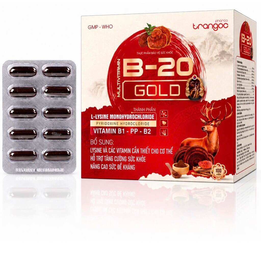Viên uống Multivitamin B-20 Gold Trangoc (Hộp 100 viên) Hỗ trợ tăng cường sức khỏe, giảm mệt mỏi, uể oải, suy nhược