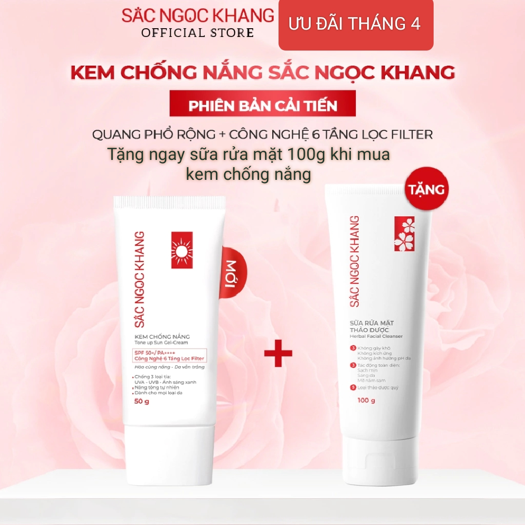 Kem chống nắng sắc ngọc khang, chống nắng, nâng tông tự nhiên
