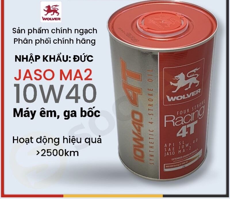 Nhớt Đức xe máy Wolver Racing 4T 10W40 1 Lít