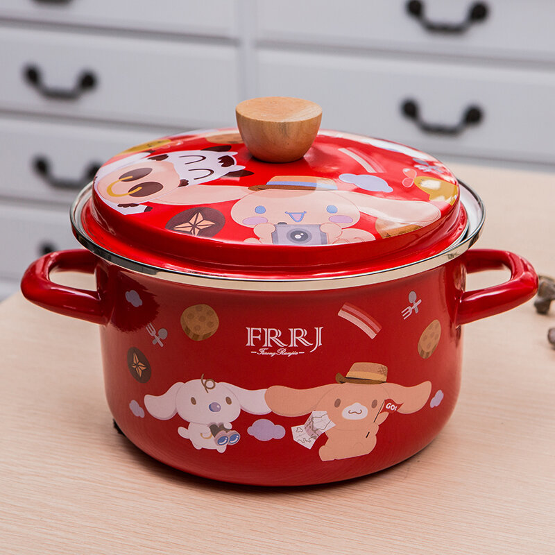 Nồi tráng men nồi nấu canh nồi thuốc bắc bếp từ bếp ga thông dụng có nắp