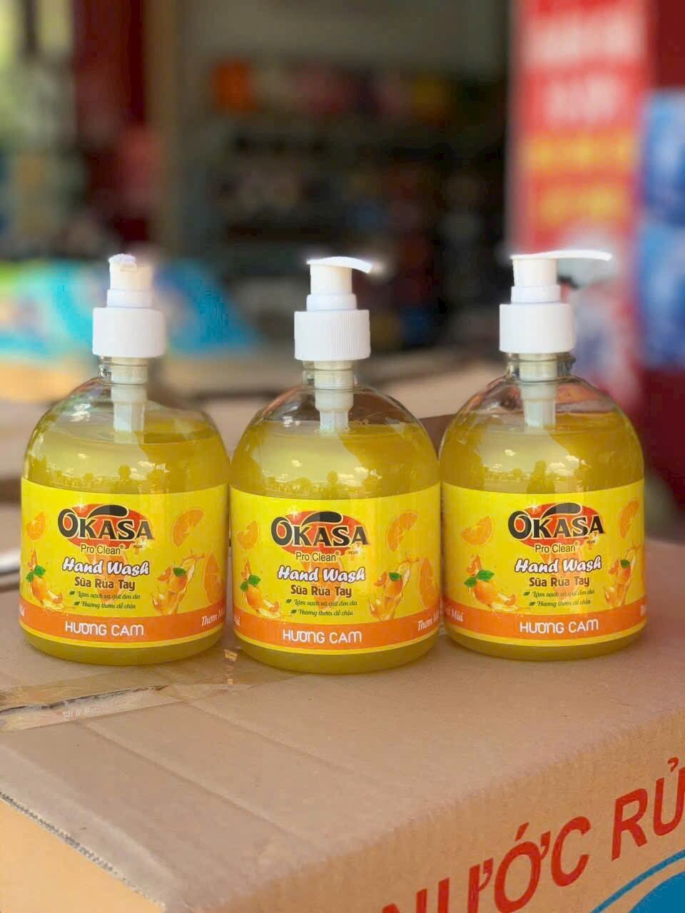 (Combo 3chai) Nước rửa tay Okasa 500ml làm sạch da tay không nhờn rít hương thơm dễ chịu