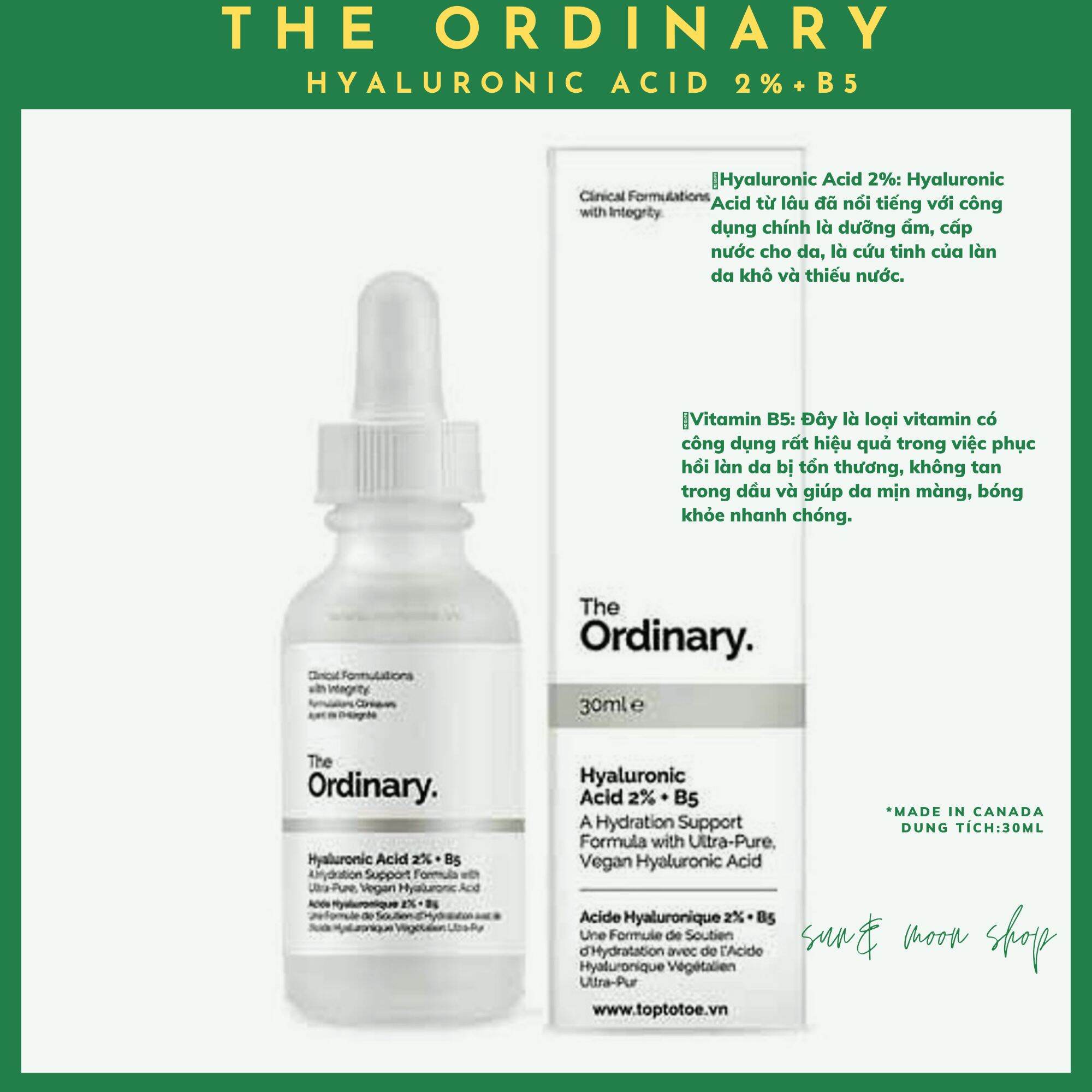 The Ordinary Hyaluronic Acid 2%+ B5 Dưỡng Ẩm Phục Hồi Cho Mọi Loại Da