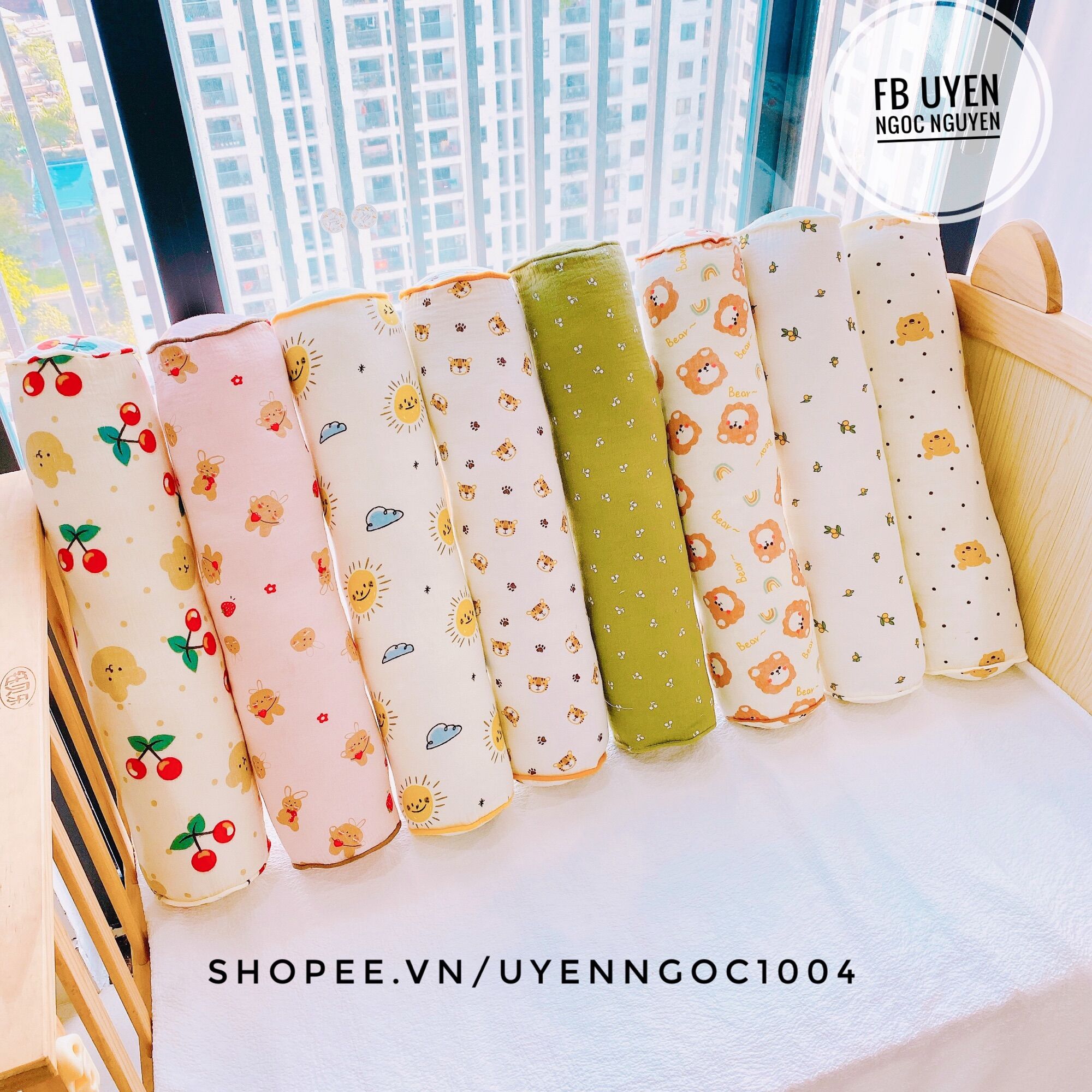 Gối ôm vải xô Muslin cao cấp cho bé - tháo được vỏ