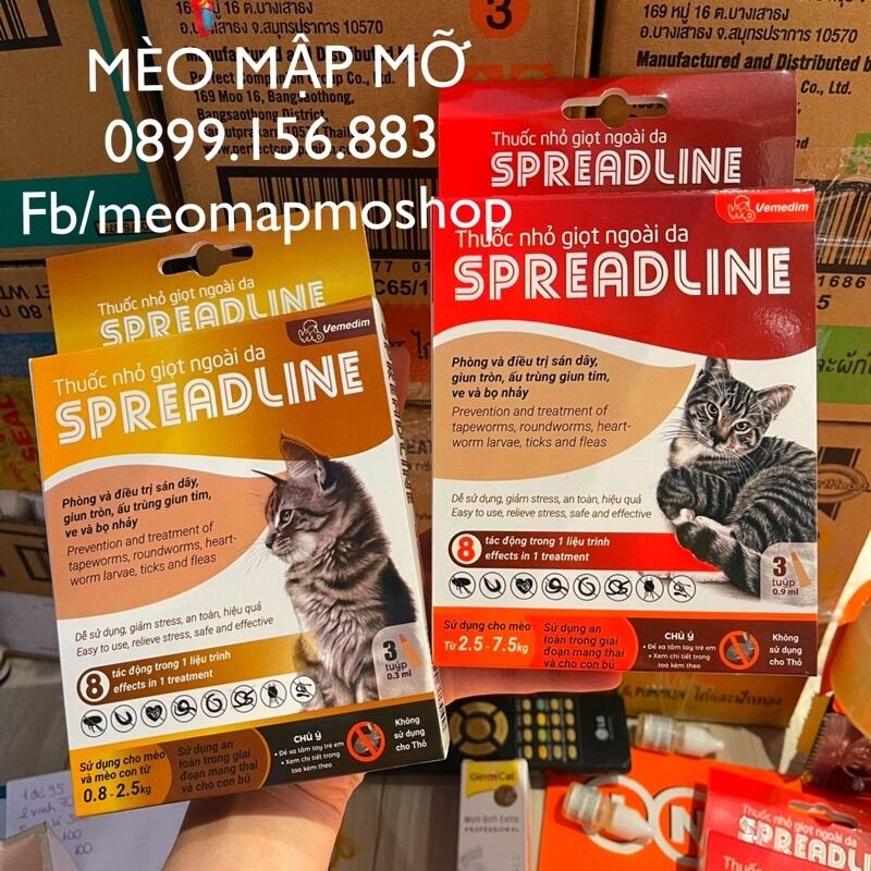 NHỎ GÁY SPREADLINE CHO MÈO 2.5kg- 7.5kg ( 1 ống )