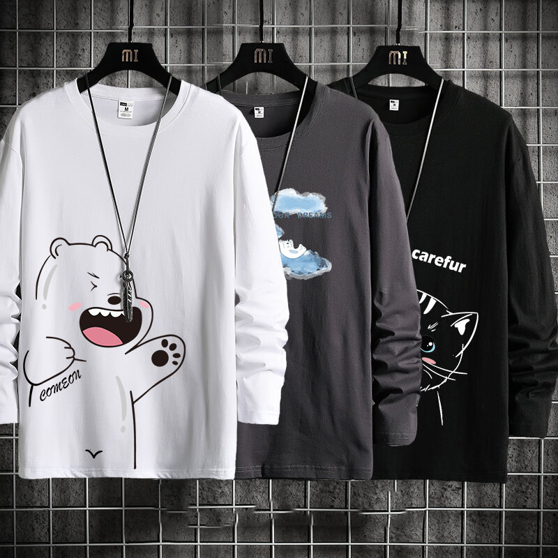 Áo Thun Nam Dài Tay Cỡ Lớn Thoải Mái Vừa Vặn Cổ Tròn Áo Nỉ, Áo Sweatshirt Cho 300 Cân Xuân Hè Bên Trong Mặc Áo Sơ Mi Cơ Sở 8xl Áo